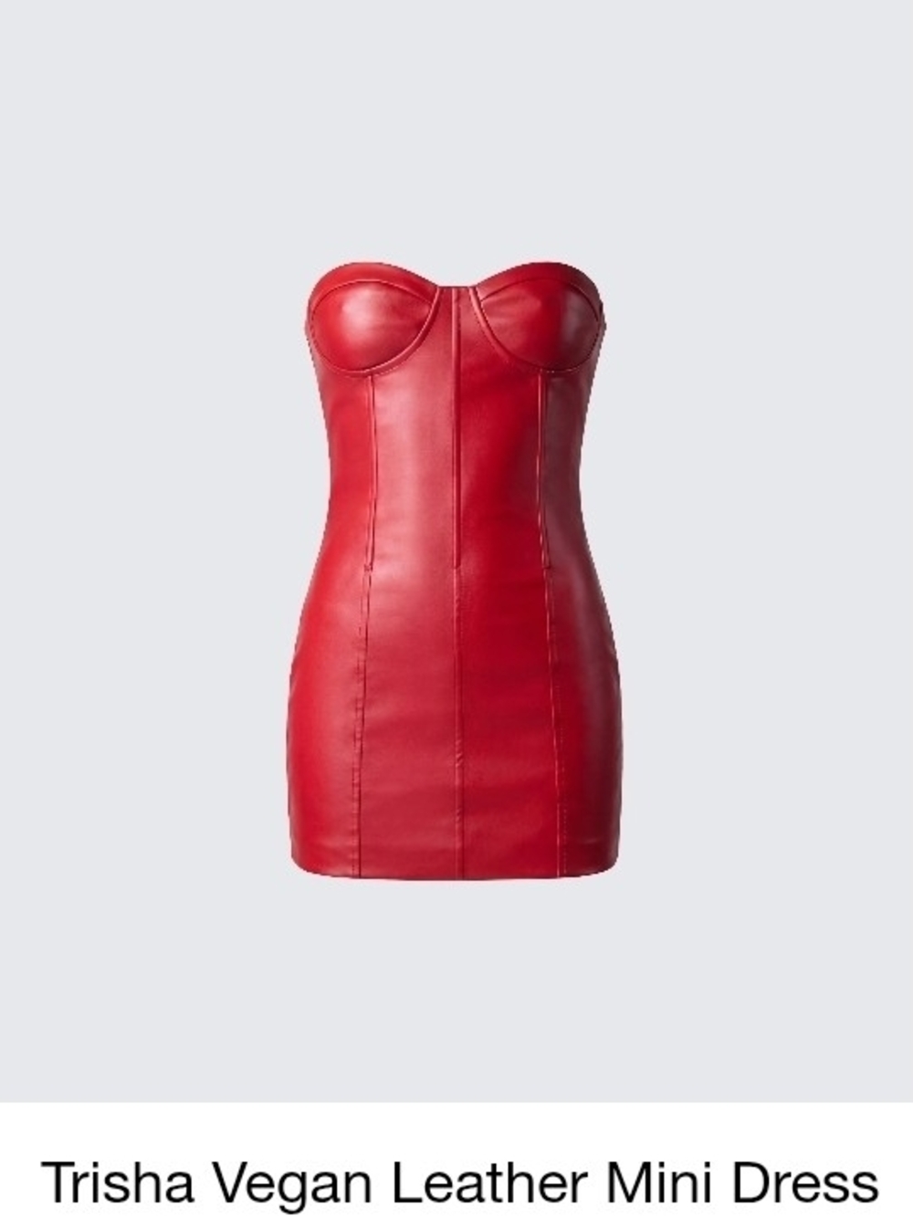Finesse Red Strapless Vegan Leather Mini Dress